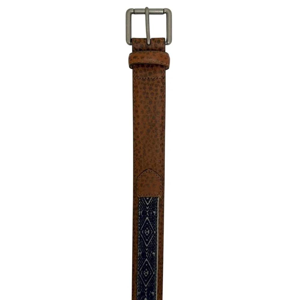 Lucky Brand‎ Men's Size 32 Brown Embroidered Textured Leather Belt NWT